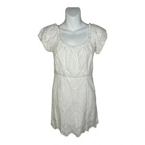 Endless Blu White Eyelet Lace Dress‎